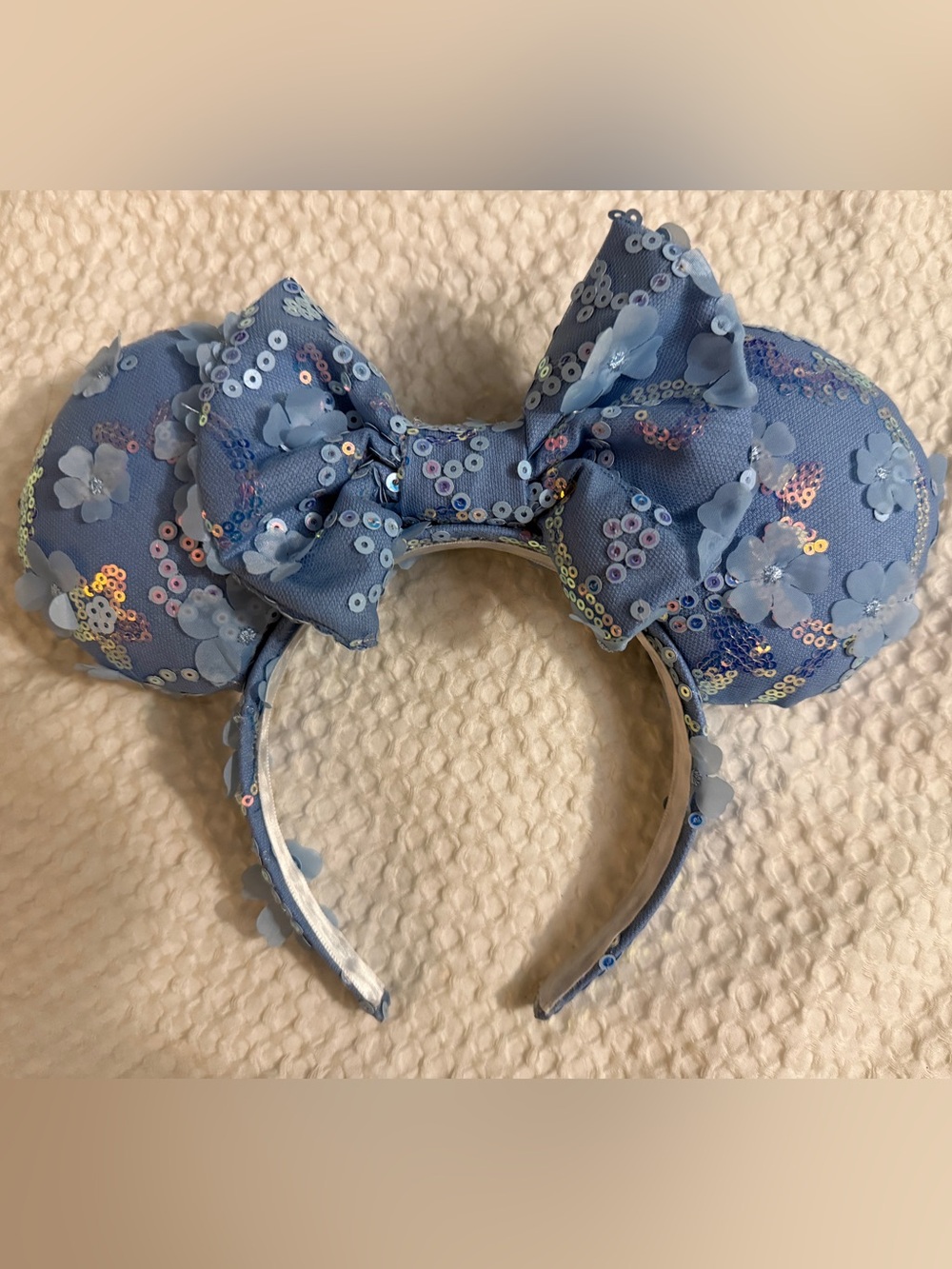 Sparkling Light Blue Sequin Flower Kids Headband